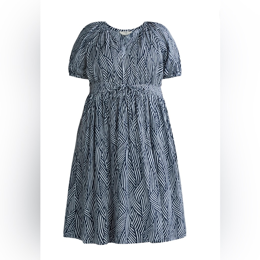 NWOT Terra & Sky Women's Plus Size Puff Sleeve Dress, blue & white sz.4X - Picture 3 of 8